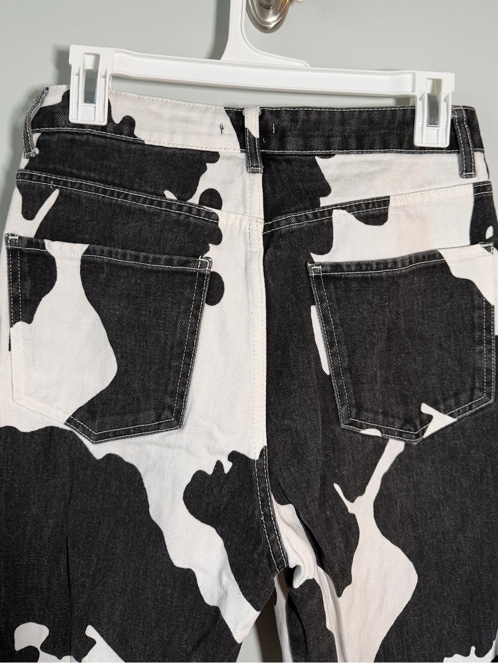 Nasty Gal Black and White Cow Print Denim Jeans - Picture 5 of 8